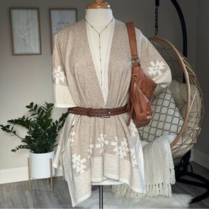 Warm & Cozy Beige and Cream Poncho | Size M